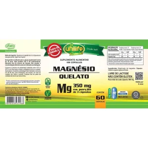 Magnésio Quelato 350mg 60 Cápsulas - Unilife