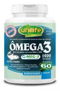 Suplemento Unilife Ômega 3 Puro 1200mg DHA EPA Meg-3 60 Cápsulas
