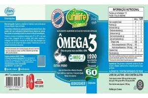 Suplemento Unilife Ômega 3 Puro 1200mg DHA EPA Meg-3 60 Cápsulas
